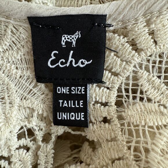 Echo Women's Cream Floral Lace Longline Swimsuit Cover Up One Size - Picture 4 of 10